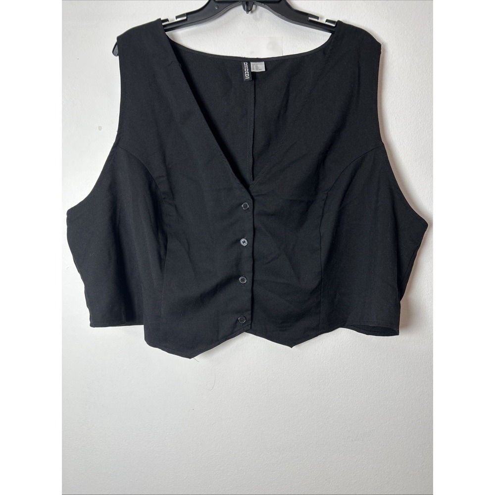 Divided by H&M Women 3X Black Button Vest Solid Short Indie Sleeze 6469